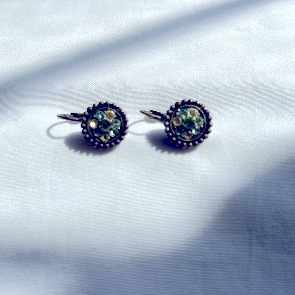 Lia Sophia Earrings with Light Green & Yellow Crystals - Picture 3 of 5